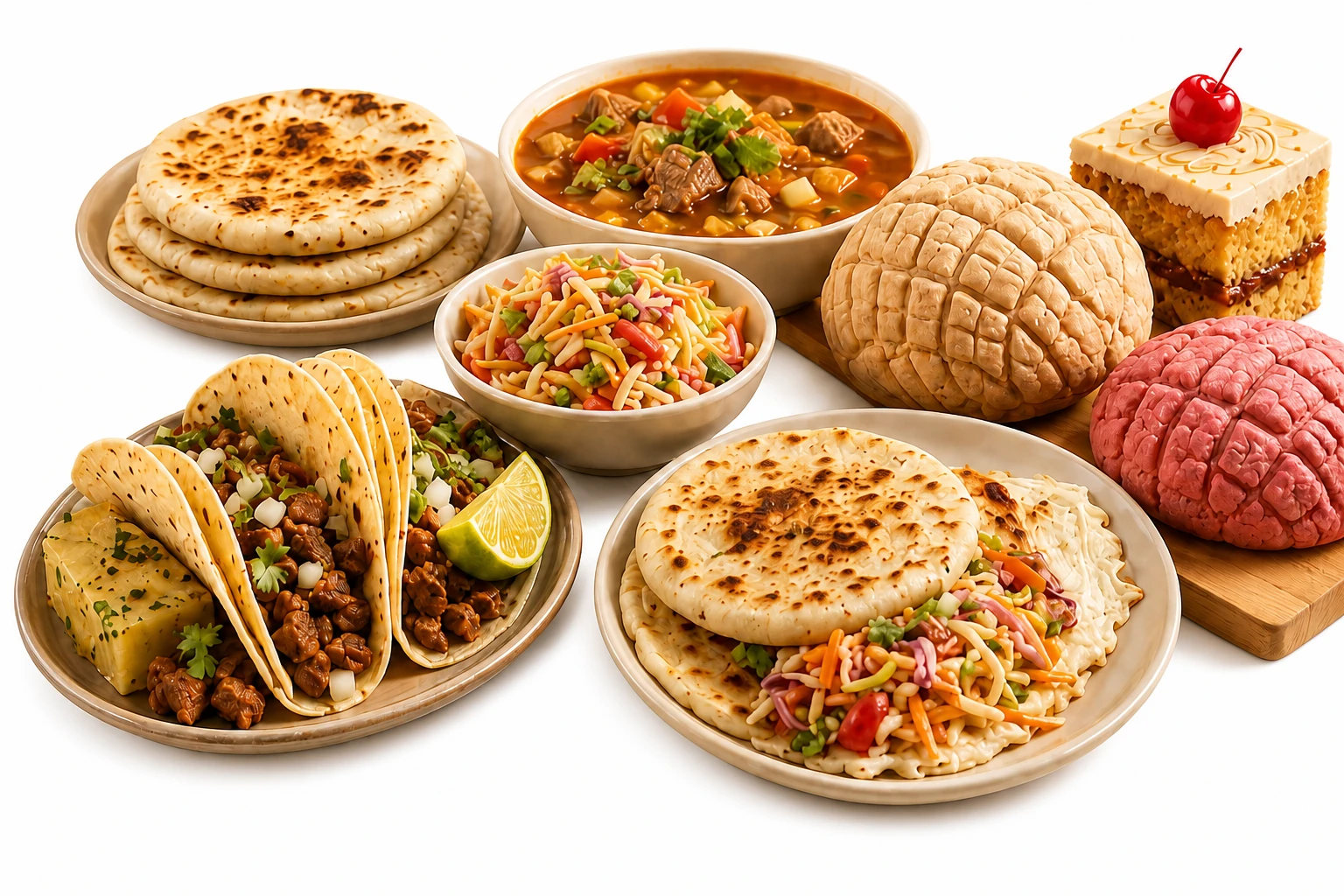 Pupusas, tacos, soup and fresh Latin bakery specialties